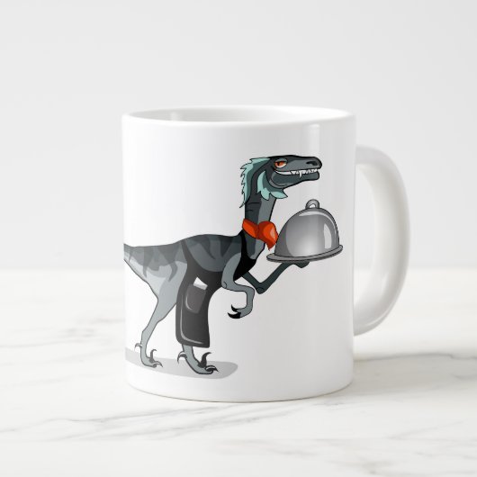 Illustration eines Raptor Food Kellners. Jumbo-Tasse (Vorderseite Rechts)