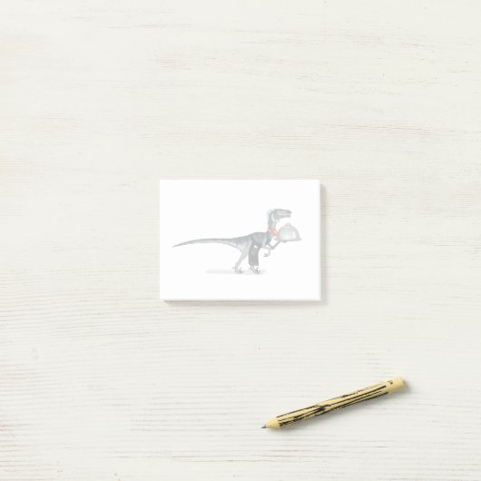Illustration eines Raptor Food Kellners. Post-it Klebezettel (Auf Schreibtisch)