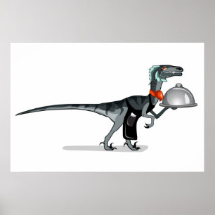 Illustration eines Raptor Food Kellners. Poster