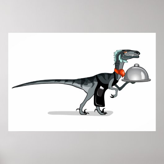 Illustration eines Raptor Food Kellners. Poster (Vorne)