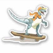 Illustration eines Raptor Skateboarding. Aufkleber (Vorderseite)