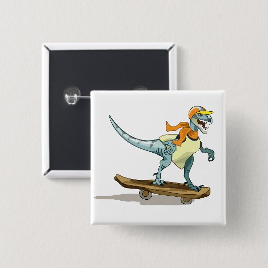 Illustration eines Raptor Skateboarding. Button (Vorne & Hinten)