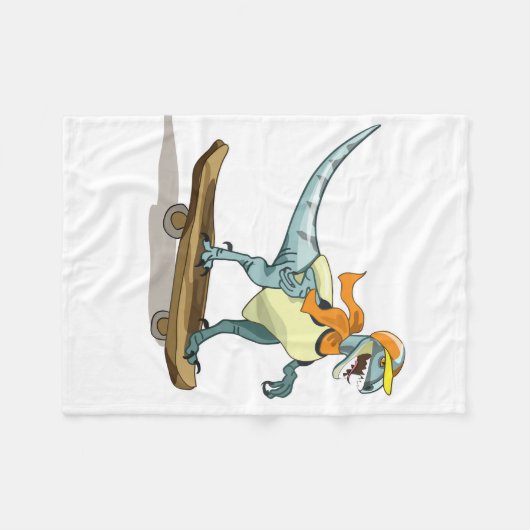 Illustration eines Raptor Skateboarding. Fleecedecke (Vorderseite (Horizontal))