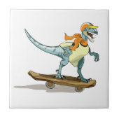 Illustration eines Raptor Skateboarding. Fliese (Vorderseite)