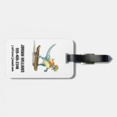 Illustration eines Raptor Skateboarding. Gepäckanhänger (Rückseite horizontal)