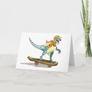 Illustration eines Raptor Skateboarding. Karte