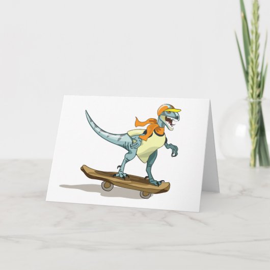 Illustration eines Raptor Skateboarding. Karte (Vorderseite)