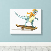 Illustration eines Raptor Skateboarding. Leinwanddruck (Insitu (Holzboden))