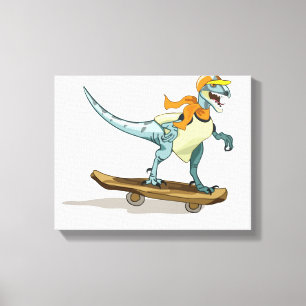 Illustration eines Raptor Skateboarding. Leinwanddruck