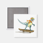 Illustration eines Raptor Skateboarding. Magnet (Vorderseite/Rückseite)