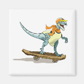 Illustration eines Raptor Skateboarding. Magnet (Vorne)