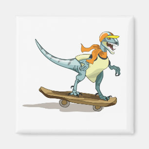 Illustration eines Raptor Skateboarding. Magnet