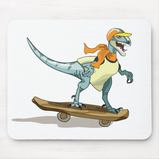 Illustration eines Raptor Skateboarding. Mousepad (Vorne)
