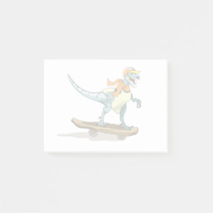 Illustration eines Raptor Skateboarding. Post-it Klebezettel