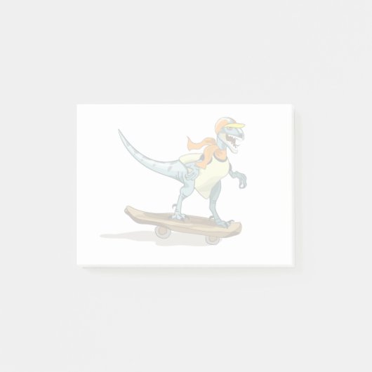 Illustration eines Raptor Skateboarding. Post-it Klebezettel (Vorderseite)