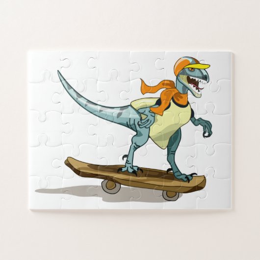 Illustration eines Raptor Skateboarding. Puzzle (Horizontal)