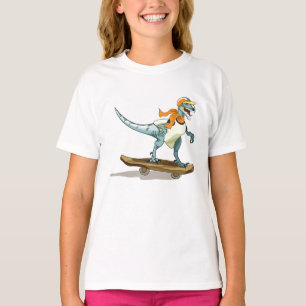 Illustration eines Raptor Skateboarding. T-Shirt