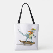 Illustration eines Raptor Skateboarding. Tasche (Rückseite)