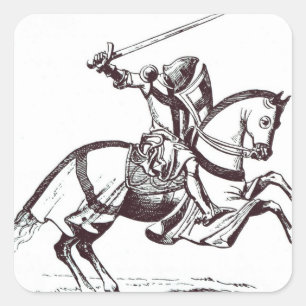 Illustration eines Ritters Templar Quadratischer Aufkleber