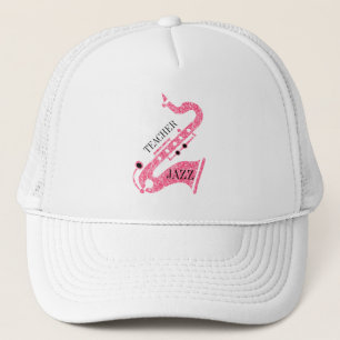 Illustration eines rosa glitzernden Saxophons Truckerkappe