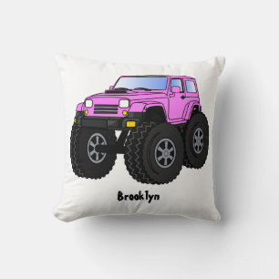 Illustration eines rosa Monster-Trucks im Cartoon- Kissen