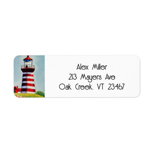 Illustration eines rot-weiß gestreiften Leuchtturm (Vorne)