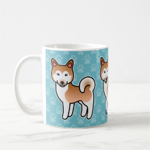 Illustration eines roten und weißen Alaskan Malamu Kaffeetasse