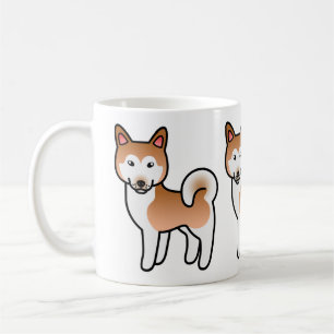 Illustration eines roten und weißen Alaskan Malamu Kaffeetasse