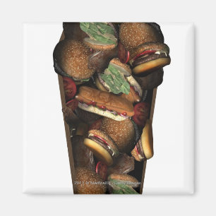 Illustration eines Sarges füllte mit Schnellimbi Magnet