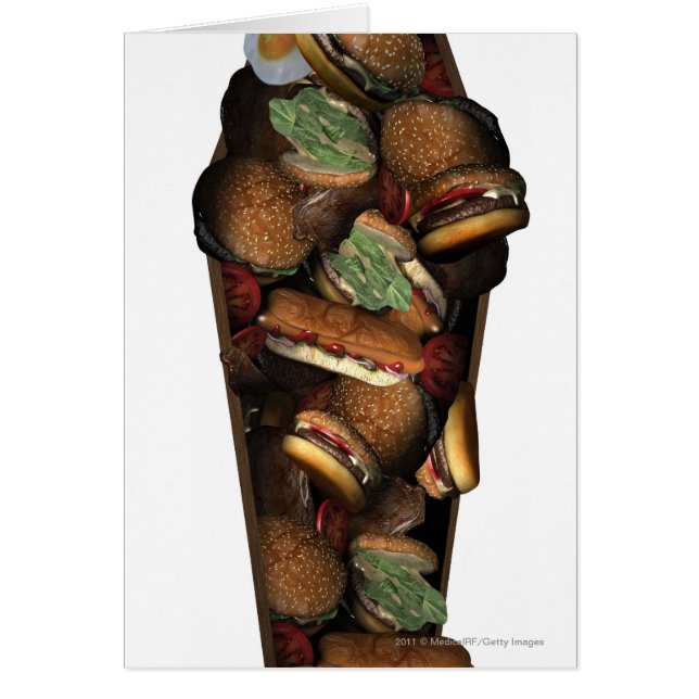 Illustration eines Sarges füllte mit Schnellimbiß (Vorne)