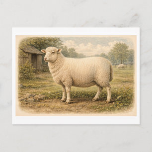 Illustration eines Schafs im Vintage-Stil Postkarte
