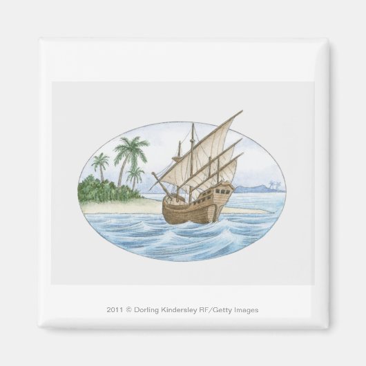 Illustration eines Schiffes aus dem 16. Jahrhunder Magnet (Vorne)