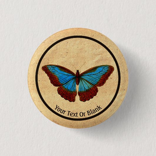 Illustration eines Schmetterlings im Vintage-Stil Button (Vorderseite)