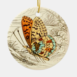 Illustration eines Schmetterlings im Vintage-Stil, Keramikornament