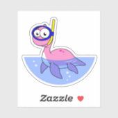 Illustration eines schnorchelnden Loch Ness Monste Aufkleber (Blatt)