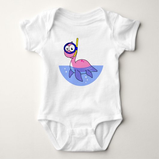 Illustration eines schnorchelnden Loch Ness Monste Baby Strampler (Vorderseite)