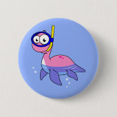 Illustration eines schnorchelnden Loch Ness Monste Button (Vorderseite)