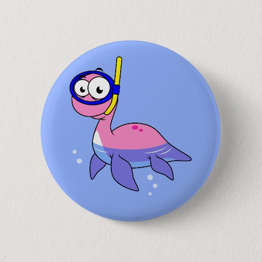 Illustration eines schnorchelnden Loch Ness Monste Button (Vorderseite)