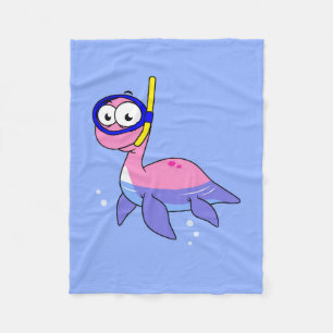 Illustration eines schnorchelnden Loch Ness Monste Fleecedecke