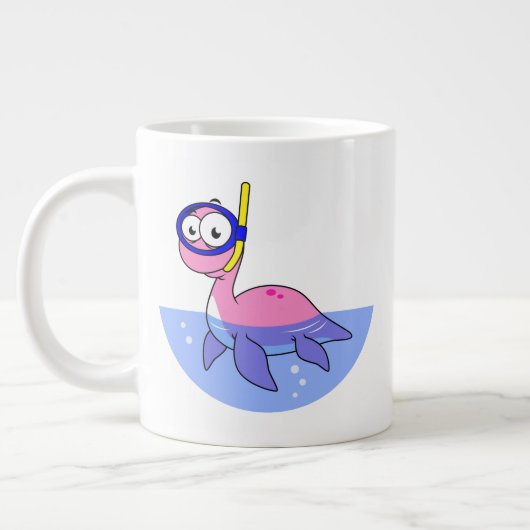 Illustration eines schnorchelnden Loch Ness Monste Jumbo-Tasse (Links)