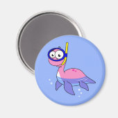 Illustration eines schnorchelnden Loch Ness Monste Magnet (Vorderseite/Rückseite)