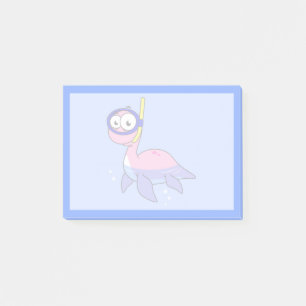 Illustration eines schnorchelnden Loch Ness Monste Post-it Klebezettel