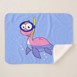 Illustration eines schnorchelnden Loch Ness Monste Sherpadecke