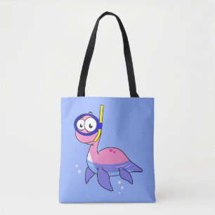 Illustration eines schnorchelnden Loch Ness Monste Tasche