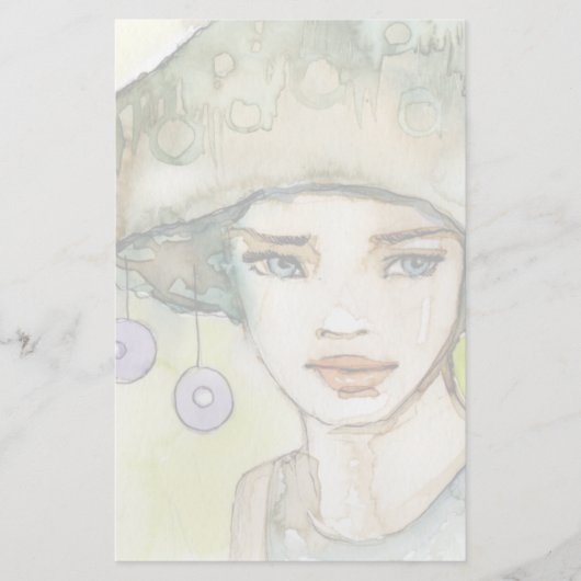 Illustration eines schönen, zarten Mädchens Briefpapier (Vorderseite)