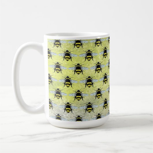 Illustration eines Schwarms von Honig-Hummeln Kaffeetasse (Links)