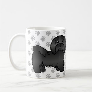 Illustration eines schwarzen Havanese Cartoon-Hund Kaffeetasse