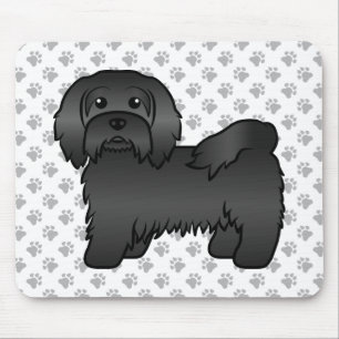 Illustration eines schwarzen Havanese Cartoon-Hund Mousepad
