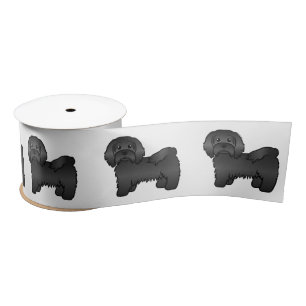 Illustration eines schwarzen Havanese Cartoon-Hund Satinband