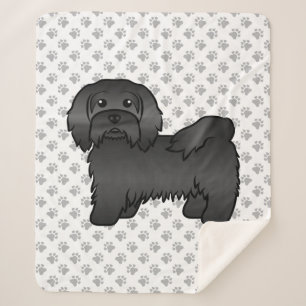 Illustration eines schwarzen Havanese Cartoon-Hund Sherpadecke